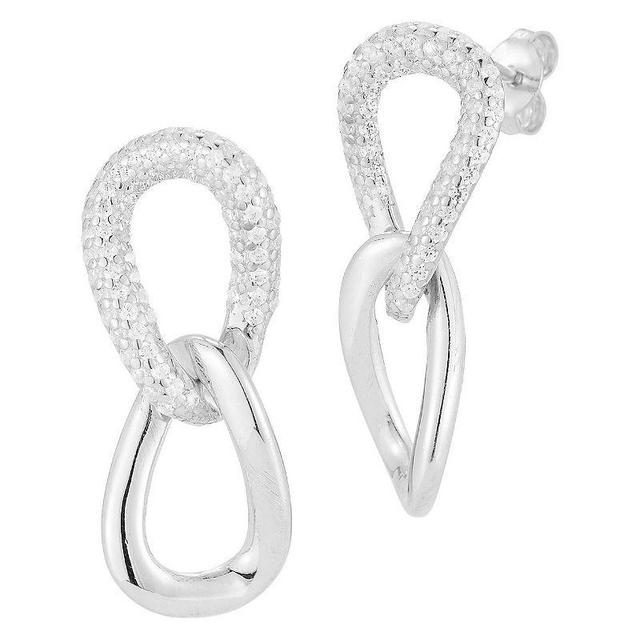 Sunkissed Sterling Sterling Silver Cubic Zirconia Chain Link Drop Earrings, Womens, White Product Image