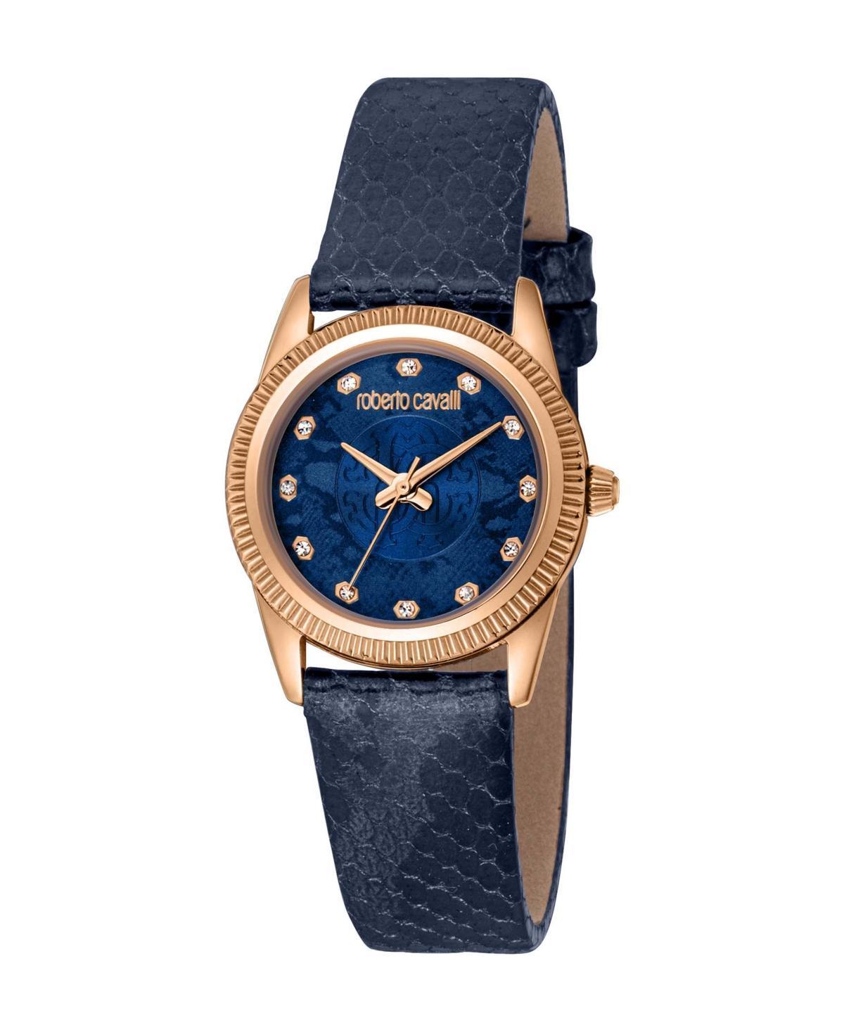 Roberto Cavalli Womens Quartz Blue Leather Watch 28mm Product Image