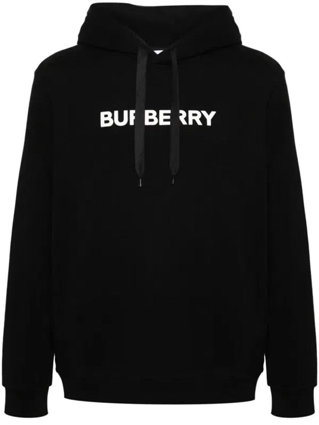 Logo Printed Drawstring Hoodie In Black Product Image