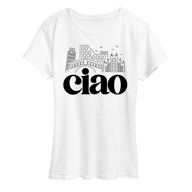 Instant Message Womens Womens Tee Shirts WHITE Ciao Italy Landmarks Graphic Tee - Women, Juniors & Plus Product Image