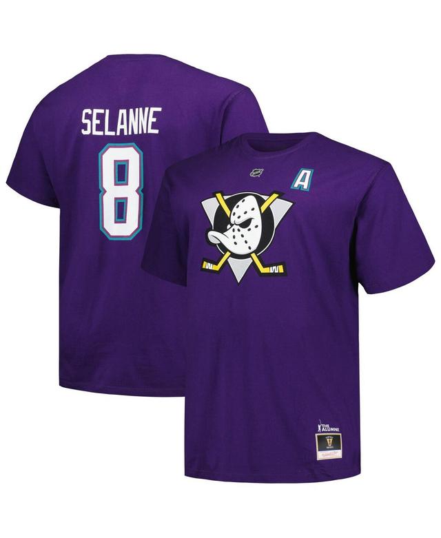 Mens Mitchell & Ness Teemu Selanne Purple Anaheim Ducks Big & Tall Name & Number T-Shirt Product Image