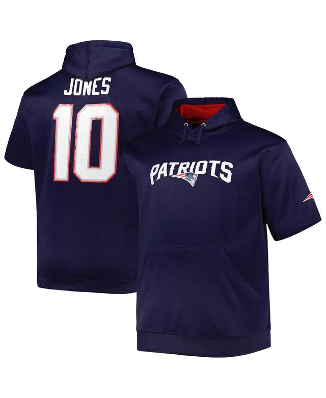 Mens Mac Jones Navy New England Patriots Big and Tall Short Sleeve Pullover Hoodie Product Image