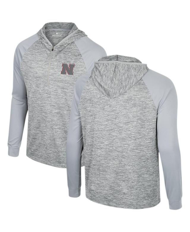 Mens Colosseum Gray Nebraska Huskers Cybernetic Raglan Quarter-Zip Hooded Top Product Image