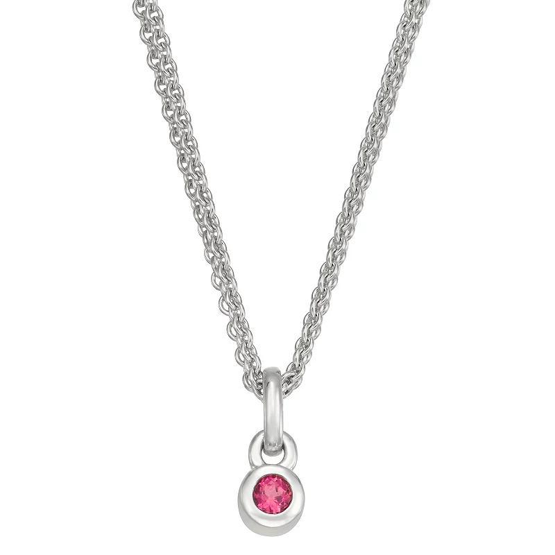 Sterling Silver Pink Tourmaline Pendant Necklace, Womens Silver Tone Product Image