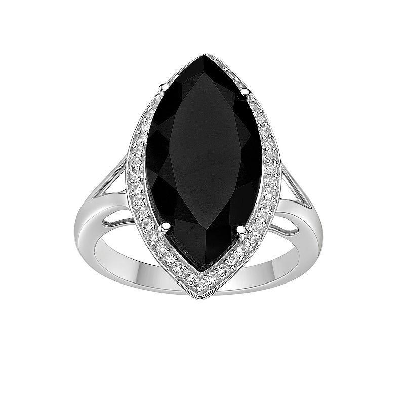 Gemminded Sterling Silver Onyx & Lab-Created White Sapphire Ring, Womens Black Product Image