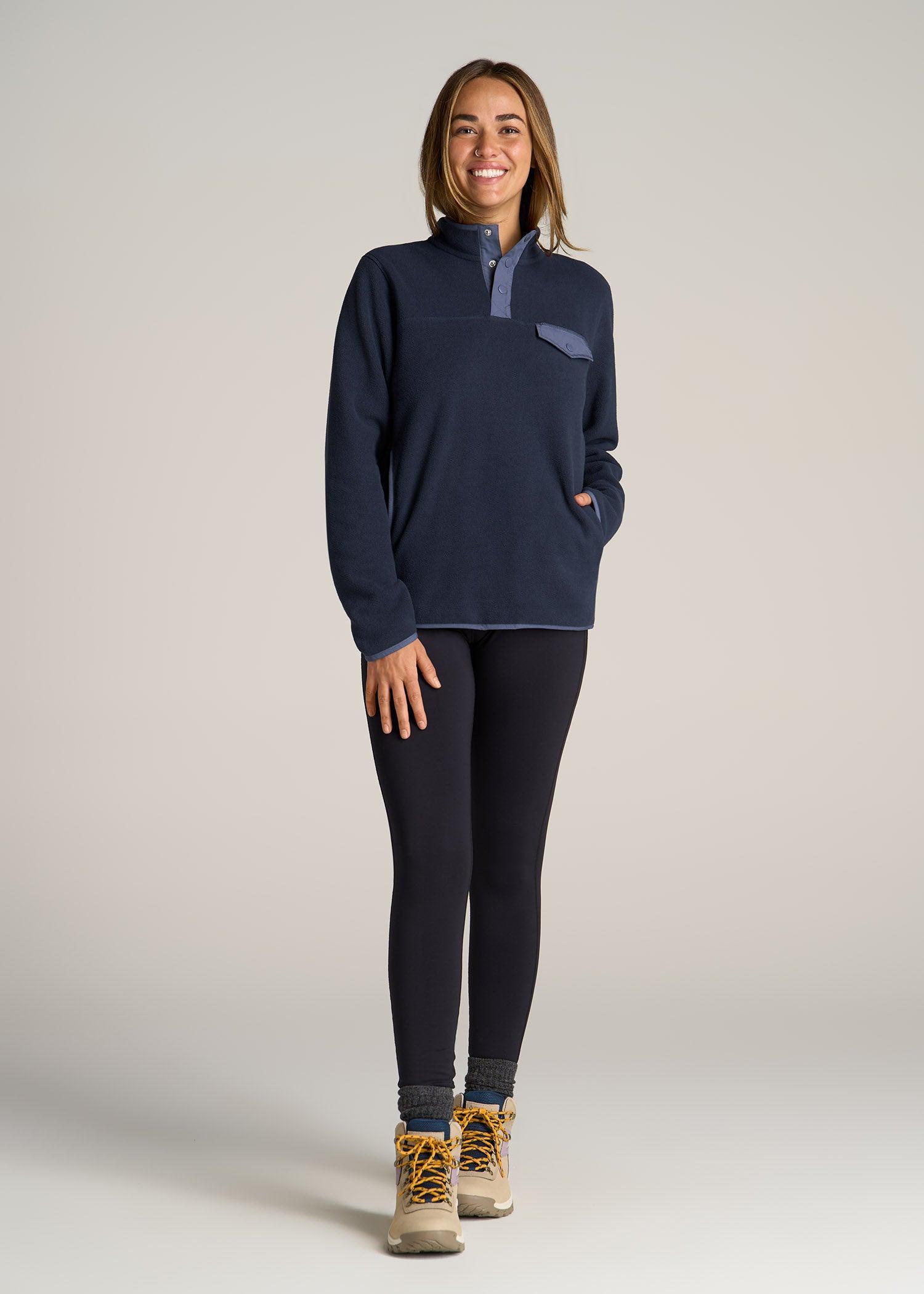 Polar Fleece 3-Snap Pullover Sweater for Tall Women in Regal Blue Product Image