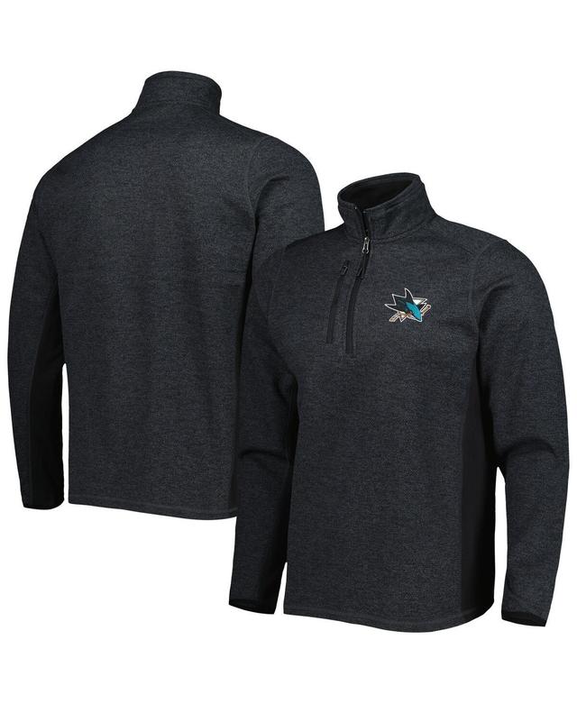 Mens Antigua Heathered Black San Jose Sharks Course Quarter-Zip Jacket Product Image