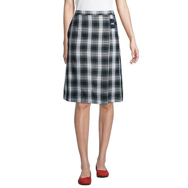 Womens Lands End Plaid Below the Knee A-line Skirt Classic Blue Plaid Product Image