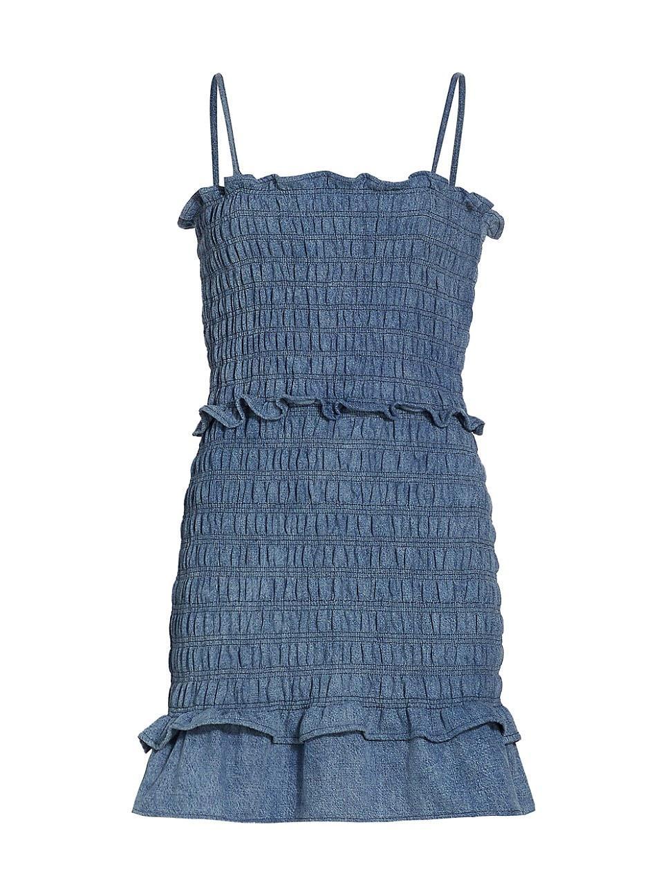 Womens Djina Smocked Chambray Minidress Product Image