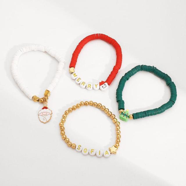 Set of 4: Christmas Beaded Bracelet Product Image