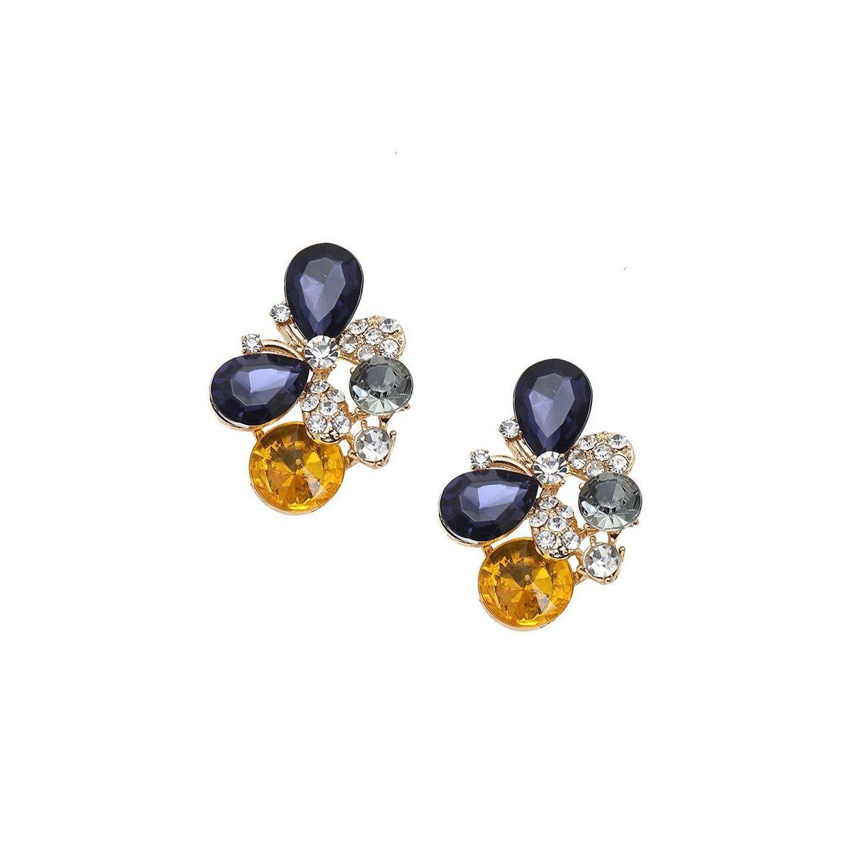 Sohi Womens Blue Color Stone Stud Earrings - Blue Product Image