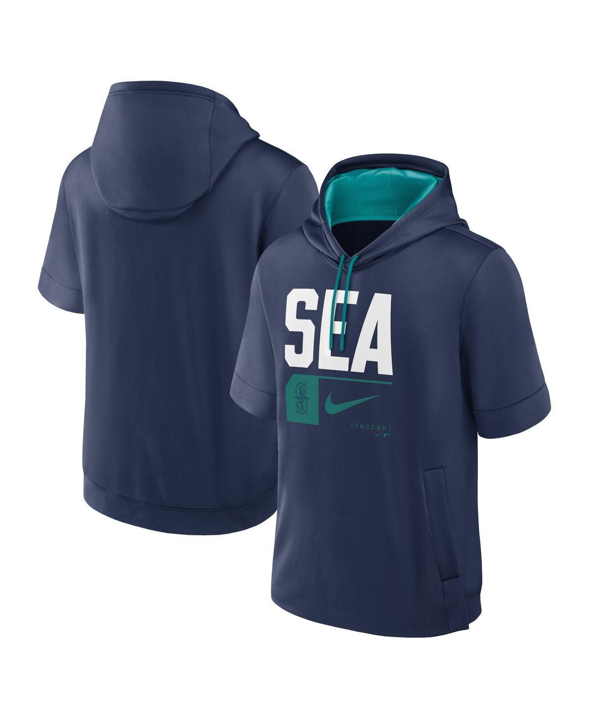 Mens Nike Seattle Mariners Tri Code Lockup Short Sleeve Pullover Hoodie Blue Product Image