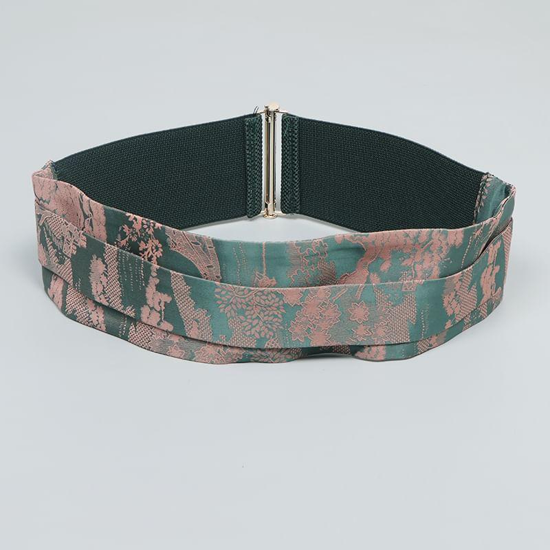 Floral Print Satin Wide Belt Product Image