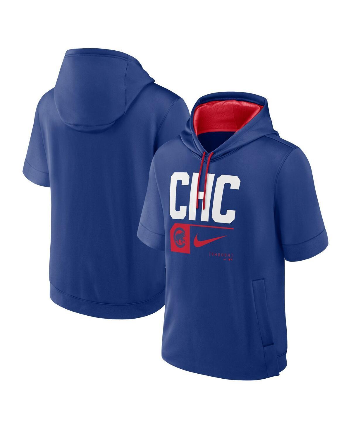 Nike Mens Royal Chicago Cubs Tri Code Lockup Short Sleeve Pullover Hoodie - Royal Product Image