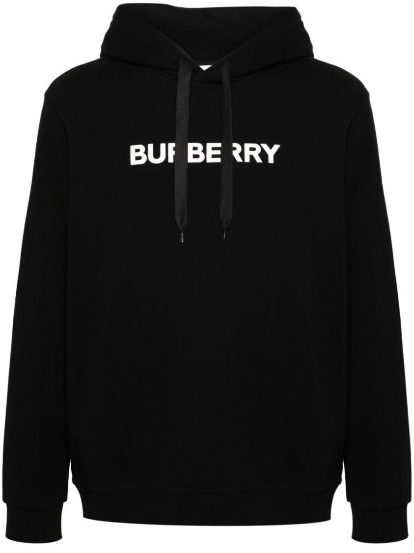 Logo Printed Drawstring Hoodie In Black Product Image