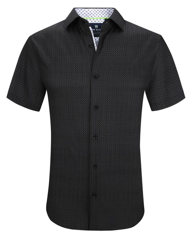 Tom Baine Mens Slim Fit Short Sleeve Performance Stretch Button Down Dress Shirt Product Image