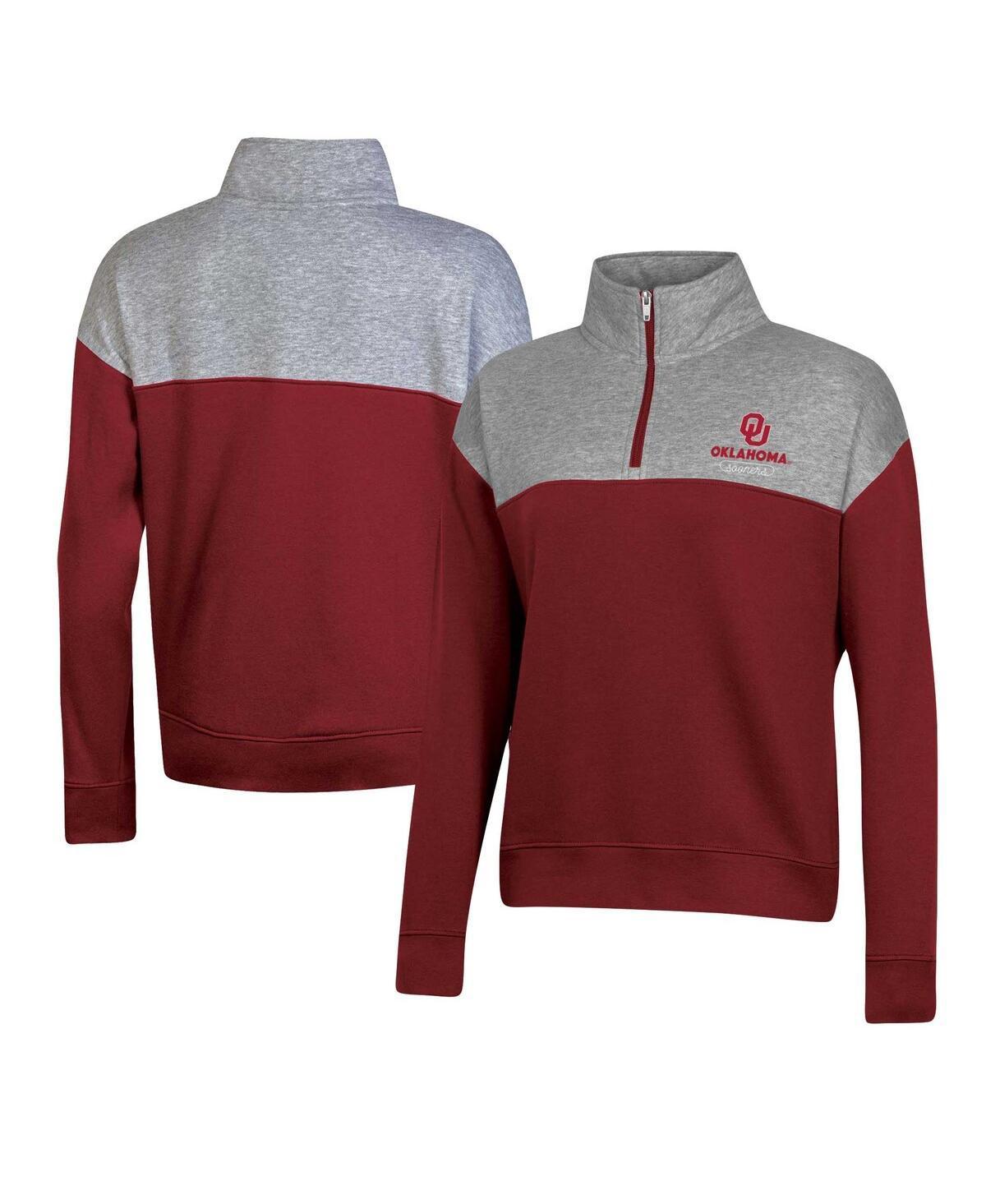 Womens Champion Crimson Oklahoma Sooners Color-Blocked Quarter-Zip Sweatshirt Product Image