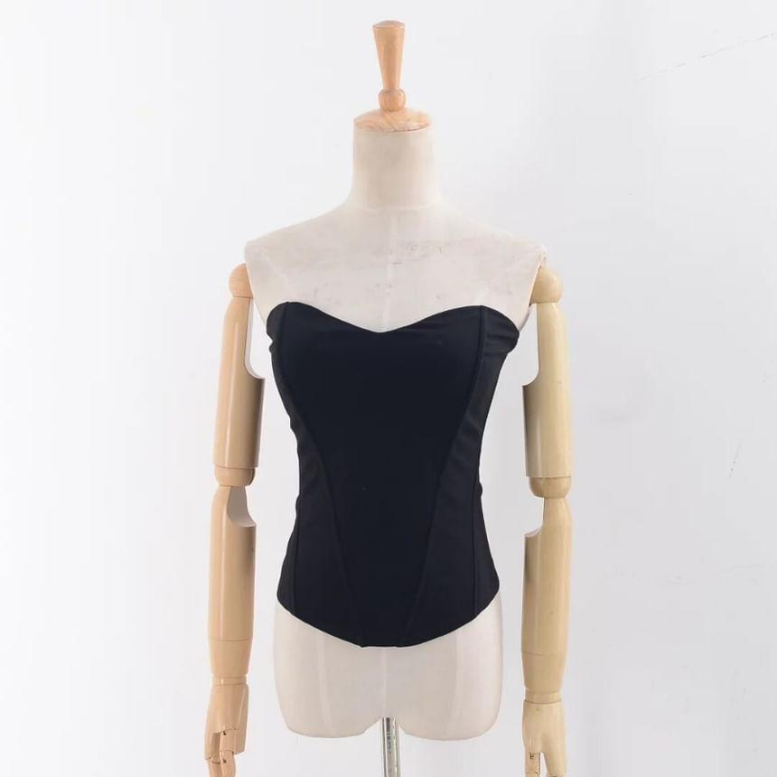 Sweetheart Neckline Plain Crop Tube Top Product Image