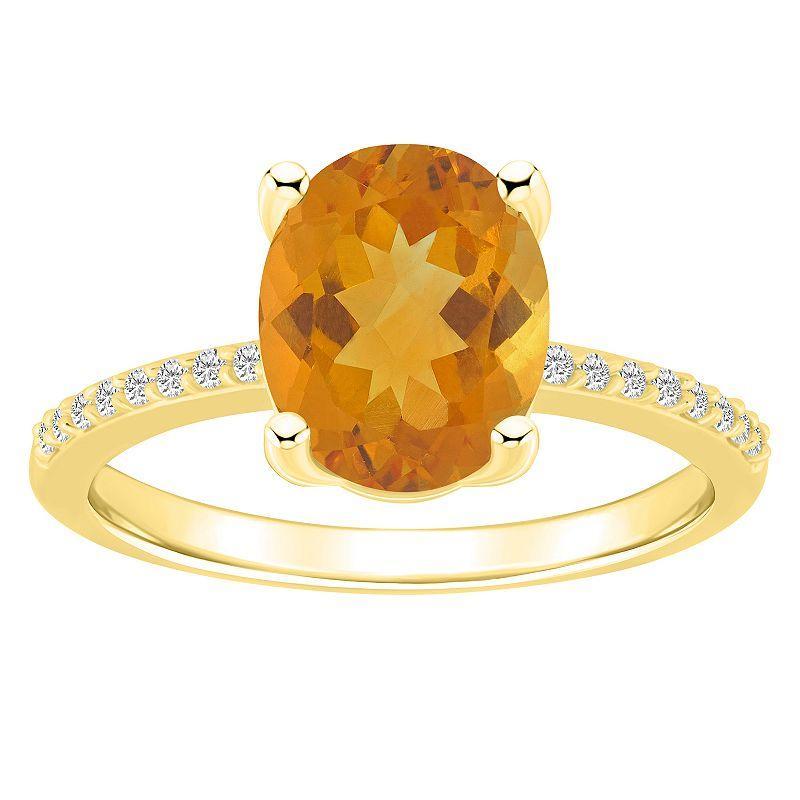 Alyson Layne 14k Gold Oval Citrine & 1/10 Carat T.W. Diamond Ring, Womens Orange Product Image