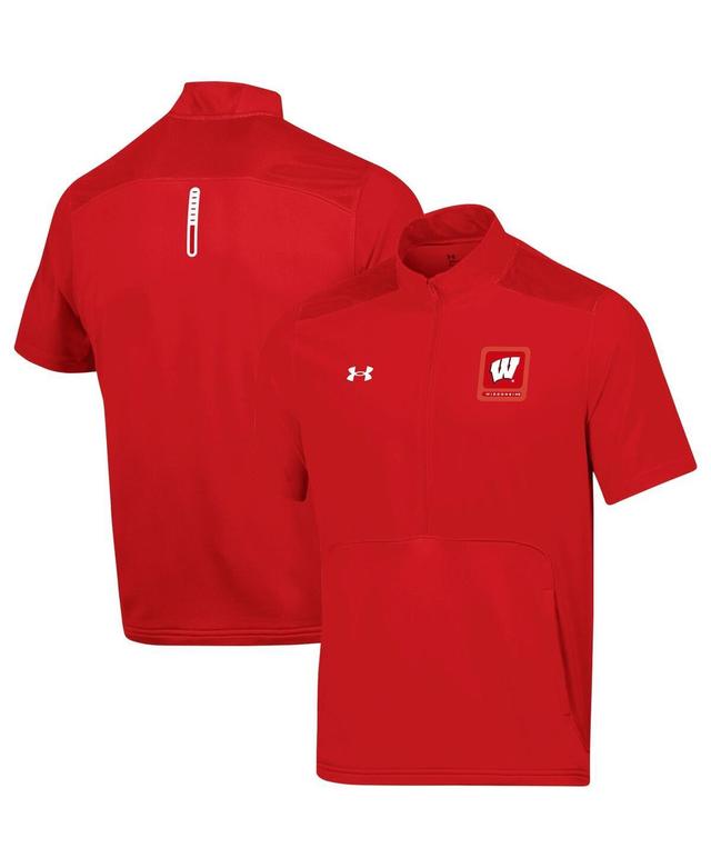 Mens Under Armour Red Wisconsin Badgers Motivate Half-Zip Jacket Product Image