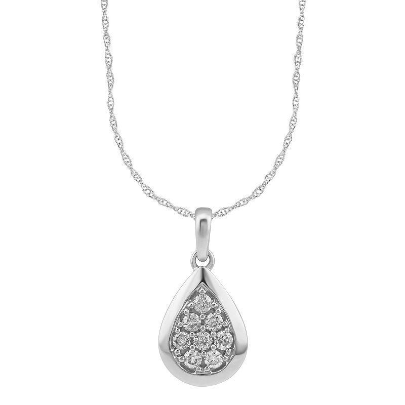 Sterling Silver 1/4 Carat T.W. Diamond Pendant Necklace, Womens White Product Image