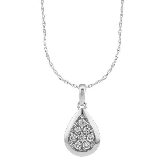 Sterling Silver 1/4 Carat T.W. Diamond Pendant Necklace, Womens White Product Image