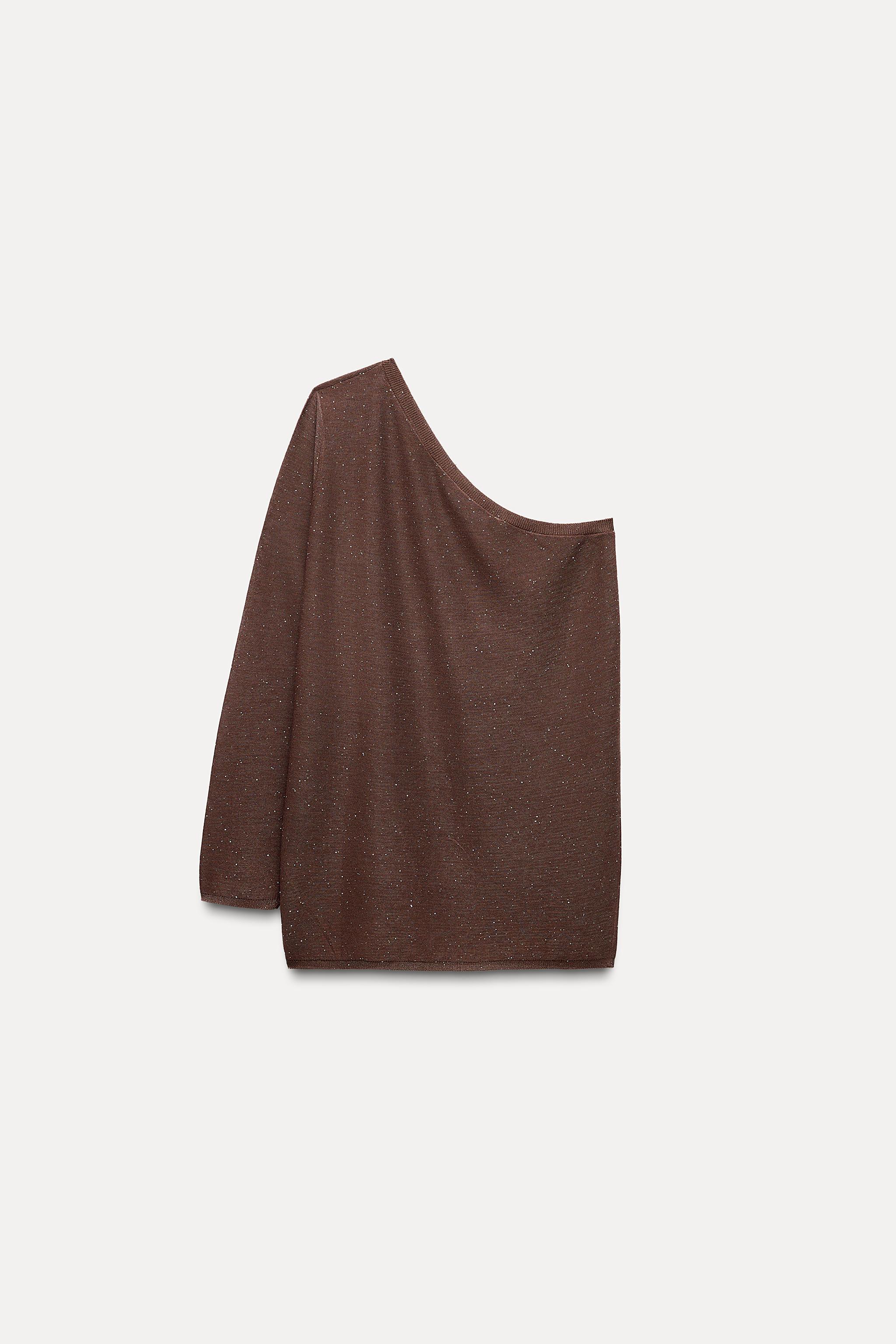 ASYMMETRIC SHIMMER KNIT TOP Product Image