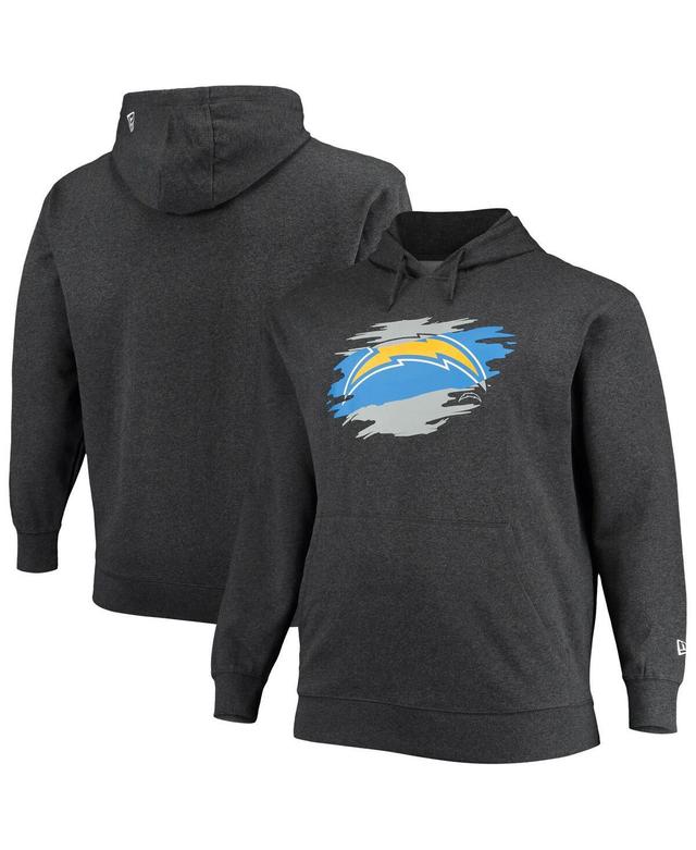 Mens New Era Charcoal Los Angeles Chargers Big & Tall Primary Logo Pullover Hoodie Product Image