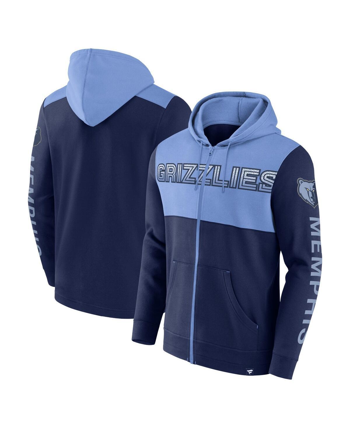 Mens Fanatics Branded Navy/Light Blue Memphis Grizzlies Skyhook Colorblock Full-Zip Hoodie Grz Blue Product Image