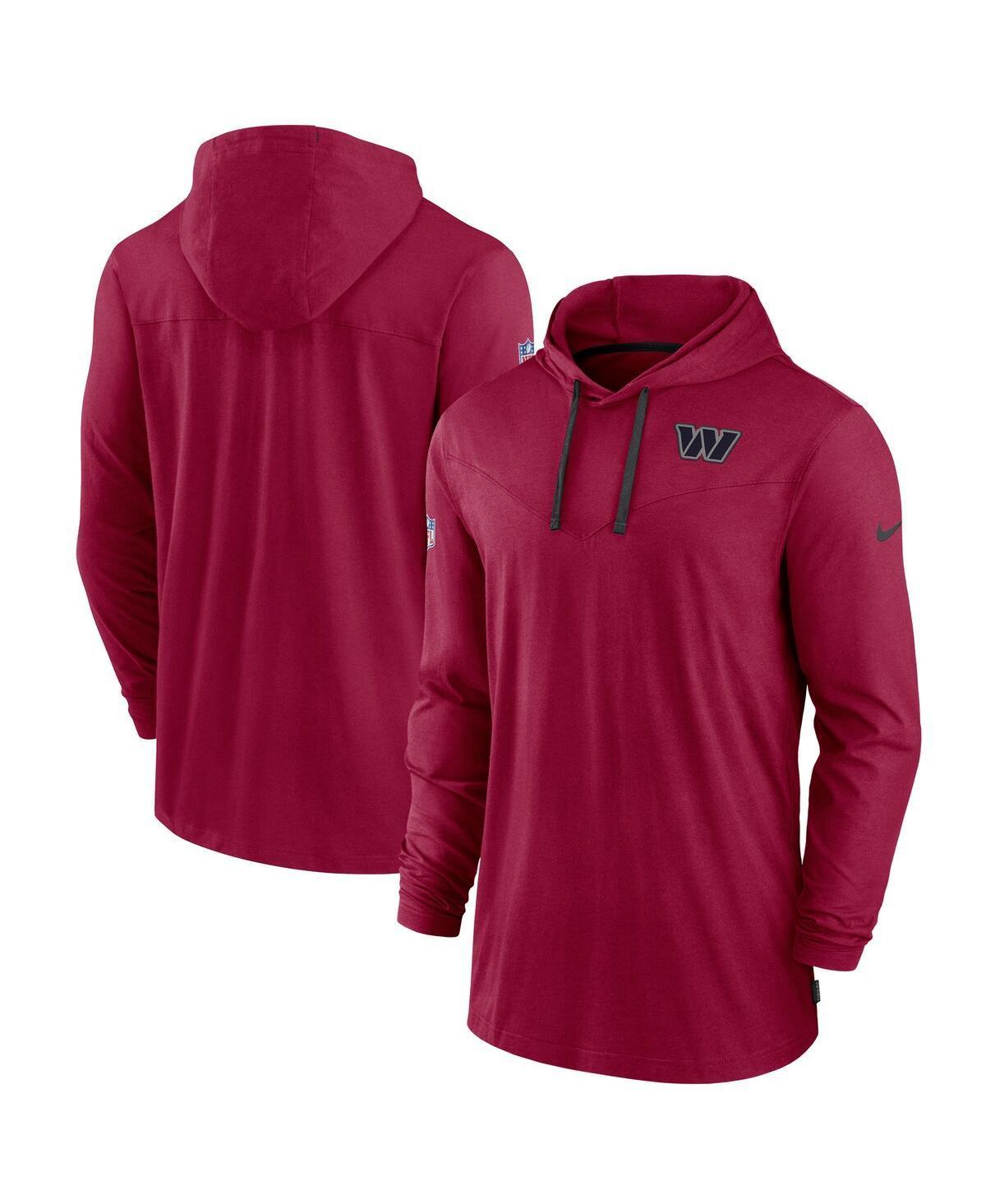 Mens Nike Burgundy Washington Commanders Sideline Pop Performance Pullover Long Sleeve Hoodie T-shirt Product Image