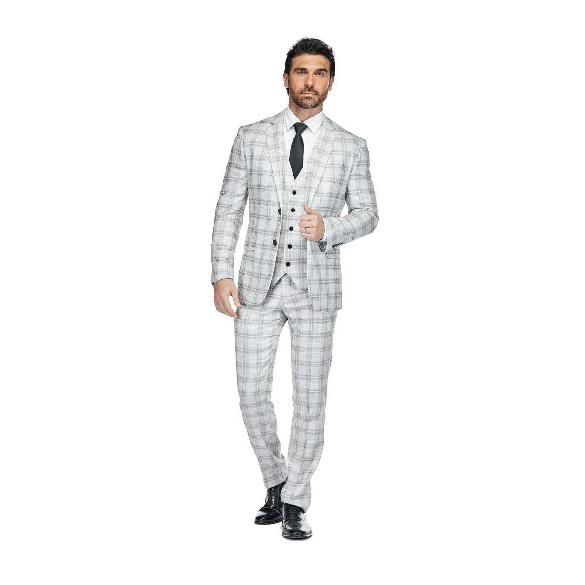 Gino Vitale Mens 3 Piece Slim Fit Tailored Check Suit Product Image