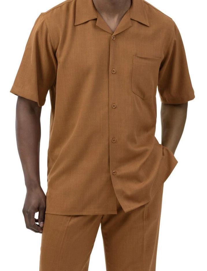 Men's 2 Piece Walking Suit Summer Short Sleeves in Cognac Male product image