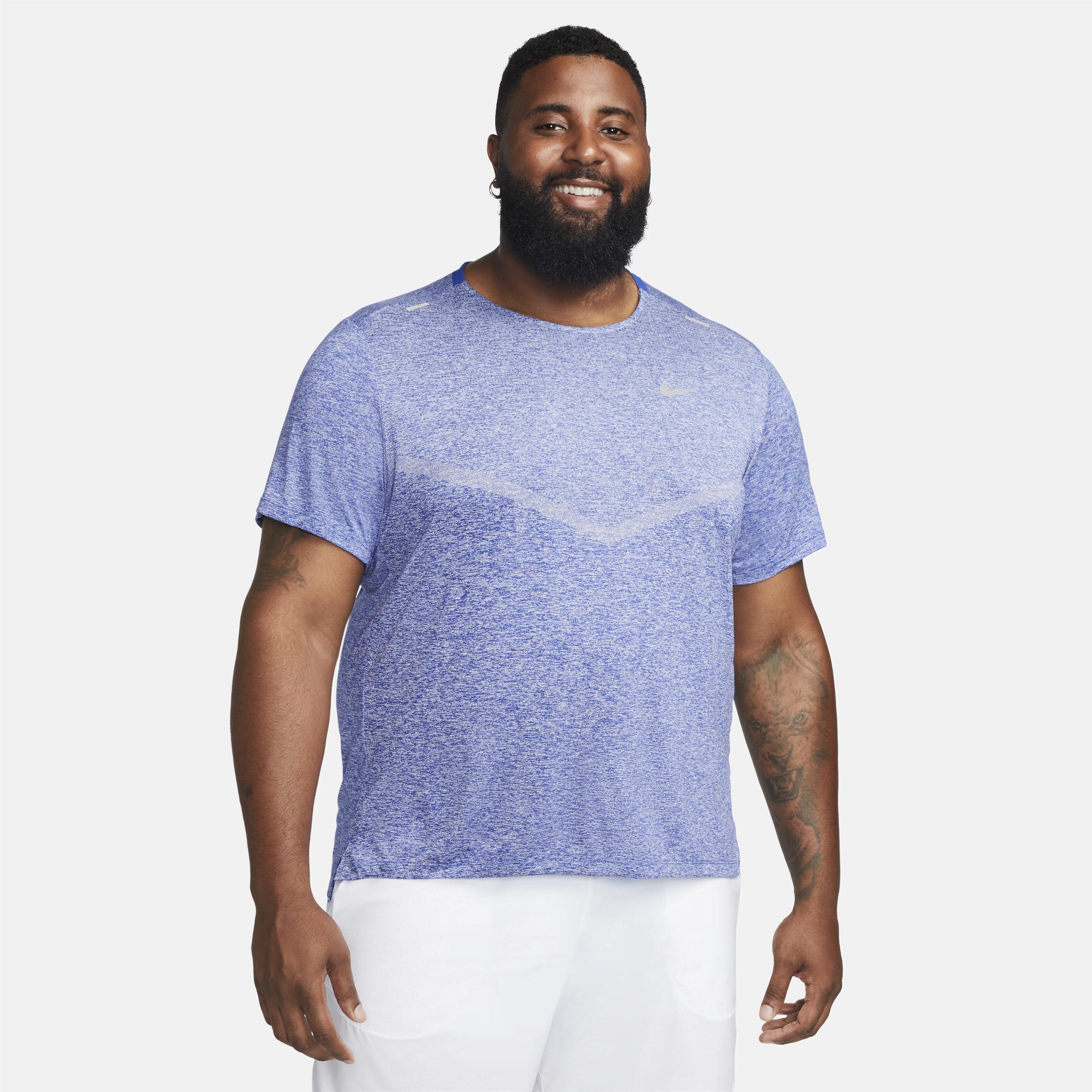 Nike Mens Dri-Fit Rise 365 Short Sleeve T-Shirt - Reflective Silver/Game Royal Product Image