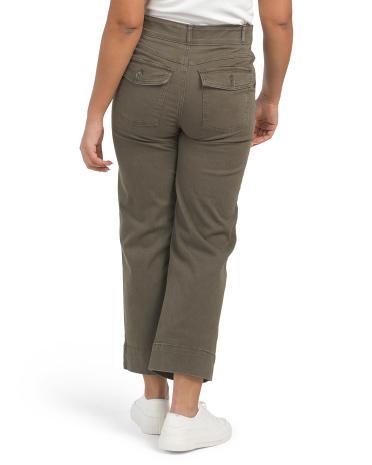 Peached Twill Pocket Cropped Pants for Women | Spandex/Cotton Product Image