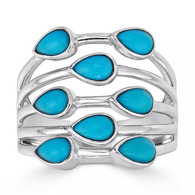 Gemistry Sterling Silver Genuine Turquoise Multi Row Ring, Womens Product Image