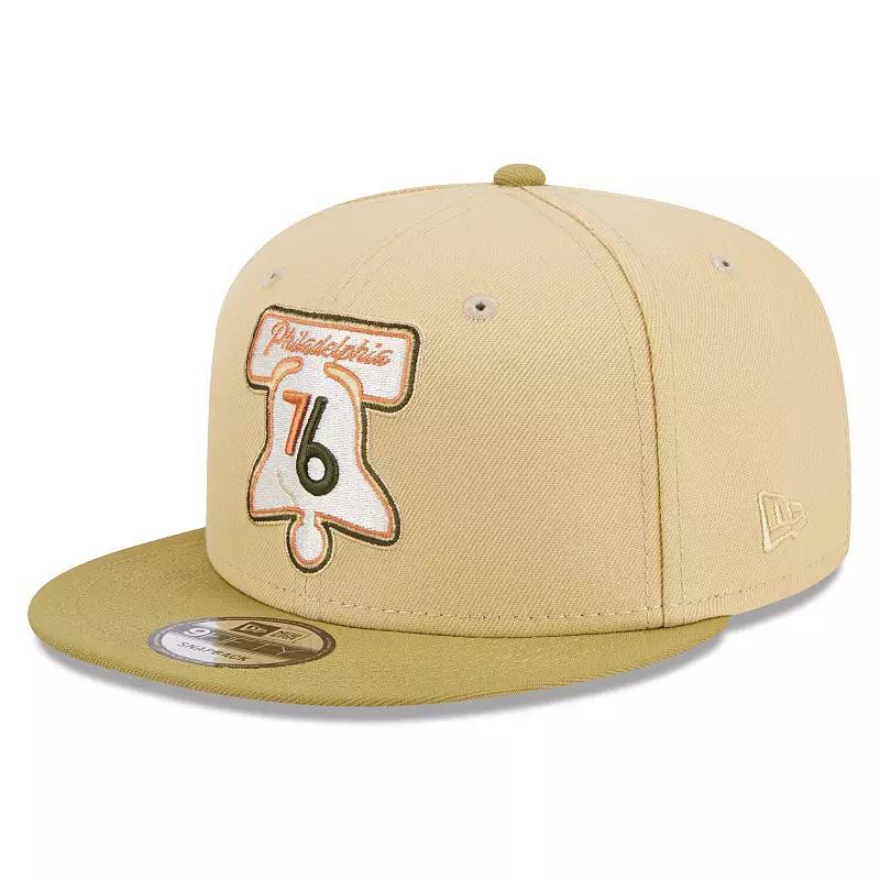 Mens New Era Khaki/Tan Philadelphia 76ers Green Collection Repreve 9FIFTY Snapback Hat Product Image