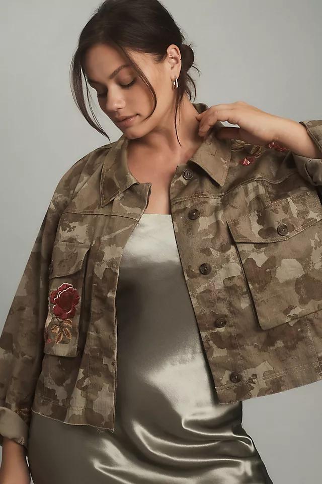 By Anthropologie Embroidered Camo Utility Jacket Product Image