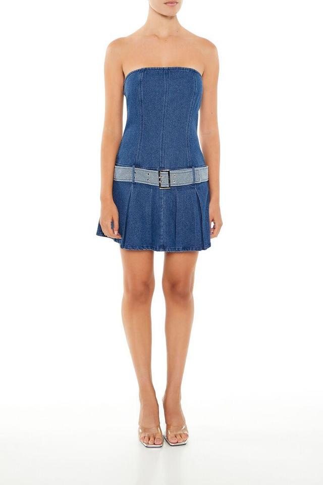 Belted Strapless Denim Mini Dress | Forever 21 Product Image