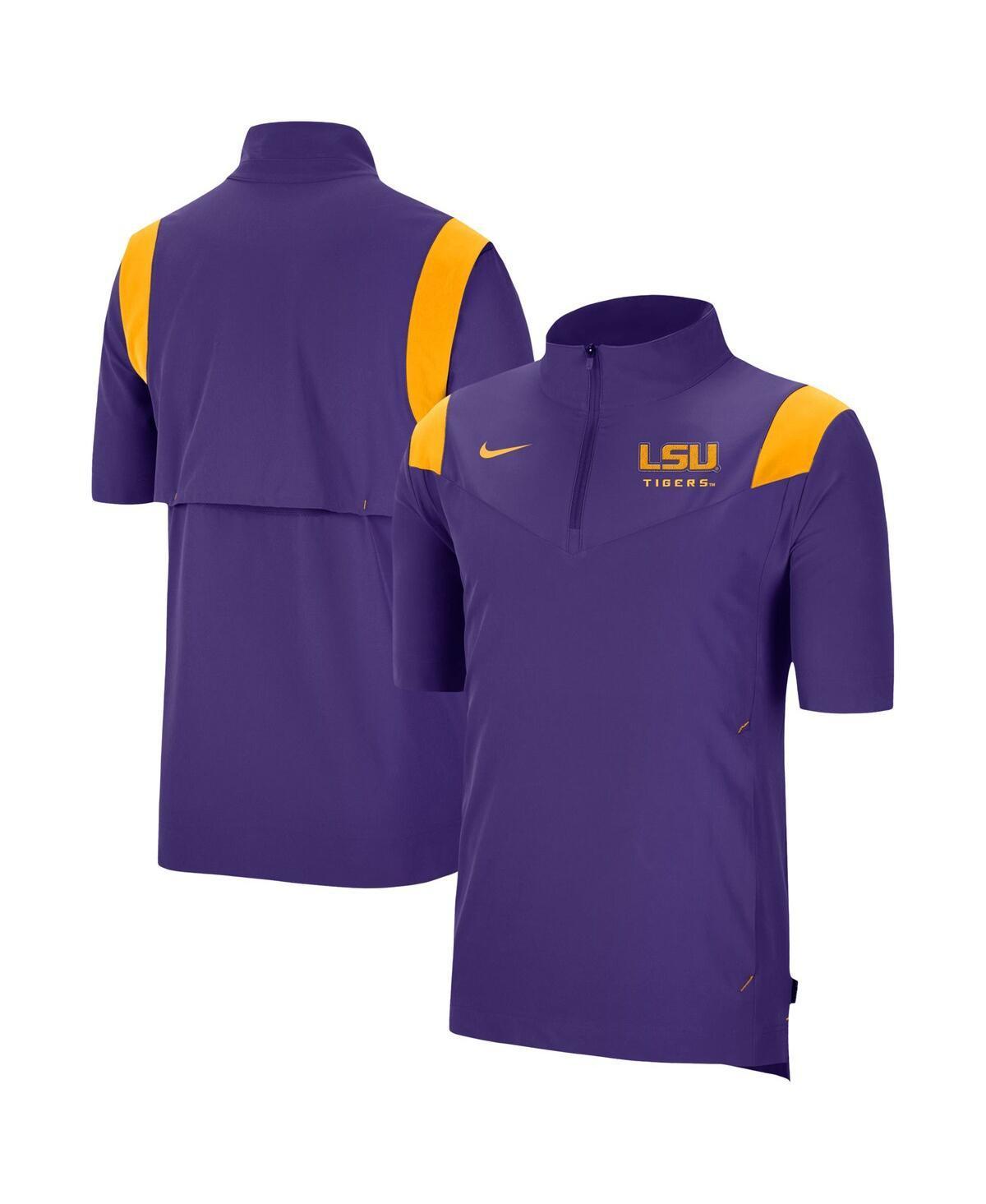 Mens Nike Purple LSU Tigers Coach Short Sleeve Quarter-Zip Jacket Product Image