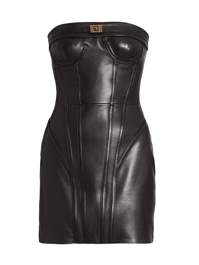 Womens Leather Bustier Minidress Product Image