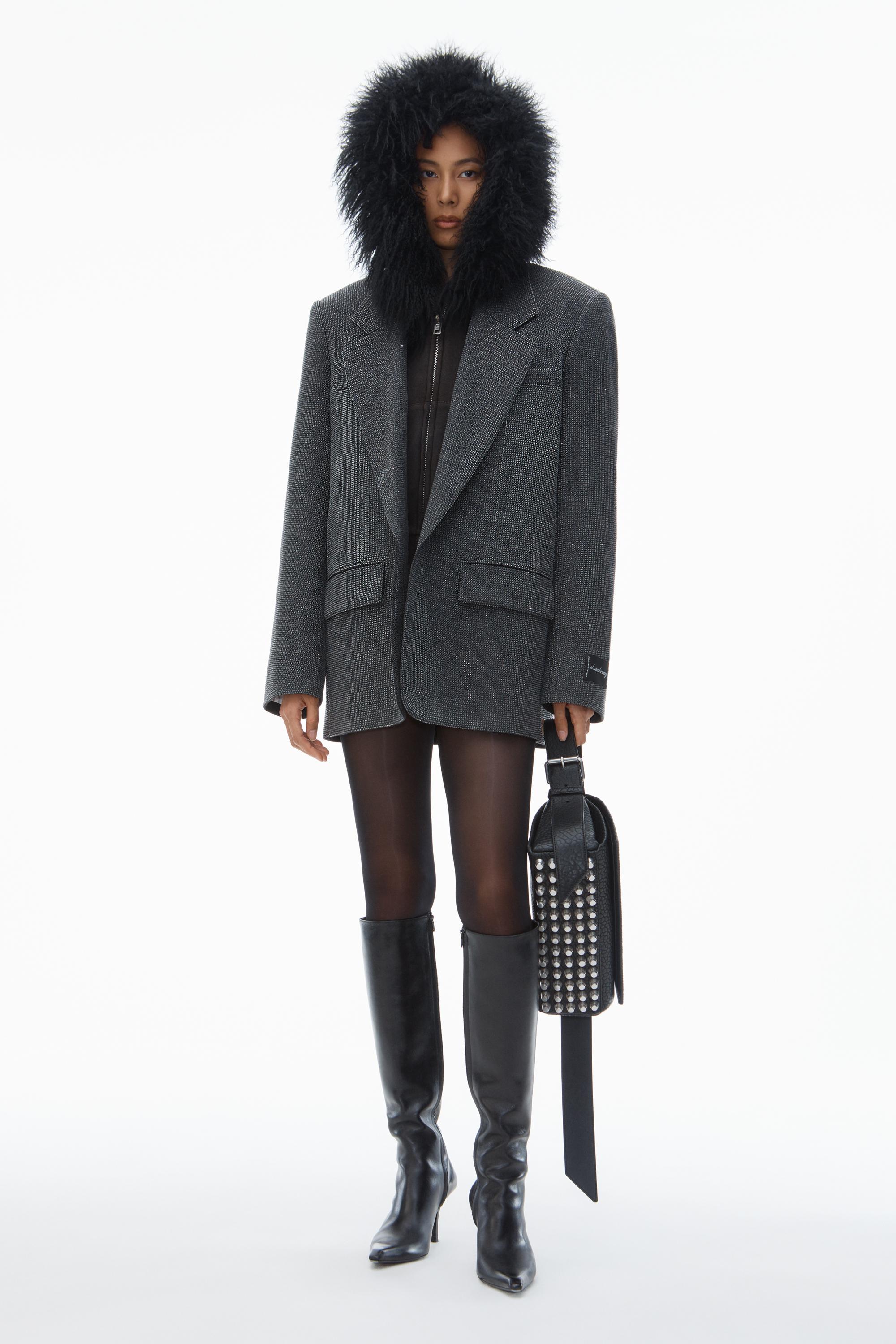 Boxy Oversize Blazer In Wool Will With Clear Bead Hotfix Product Image