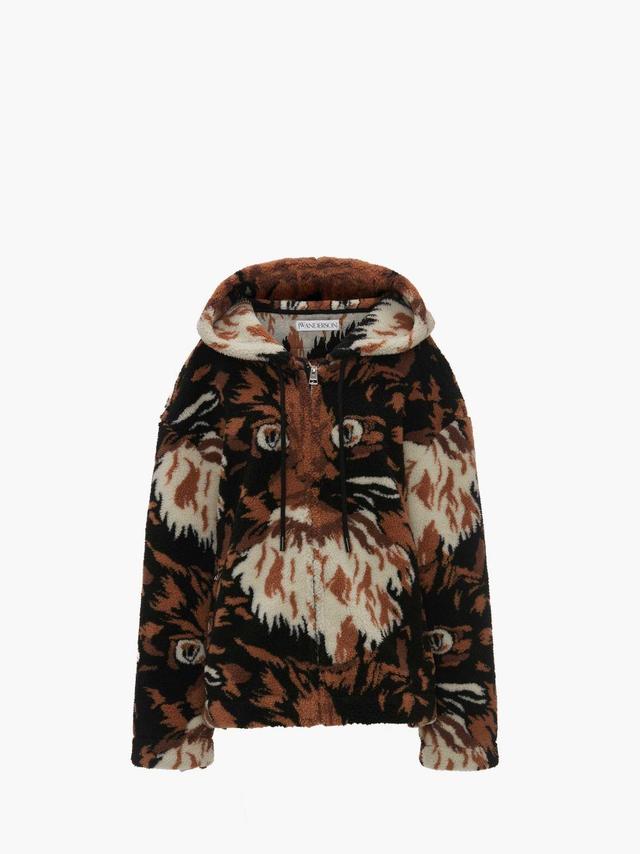 FLEECE HOODED JACKET in brown | JW Anderson US  Product Image