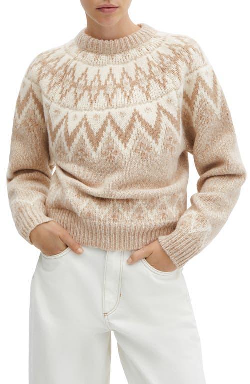 MANGO - Crew neck sweater with trim medium brownWomen Product Image