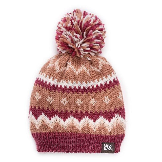 Womens MUK LUKS Cuff Knit Beanie, Canyon Pink Product Image