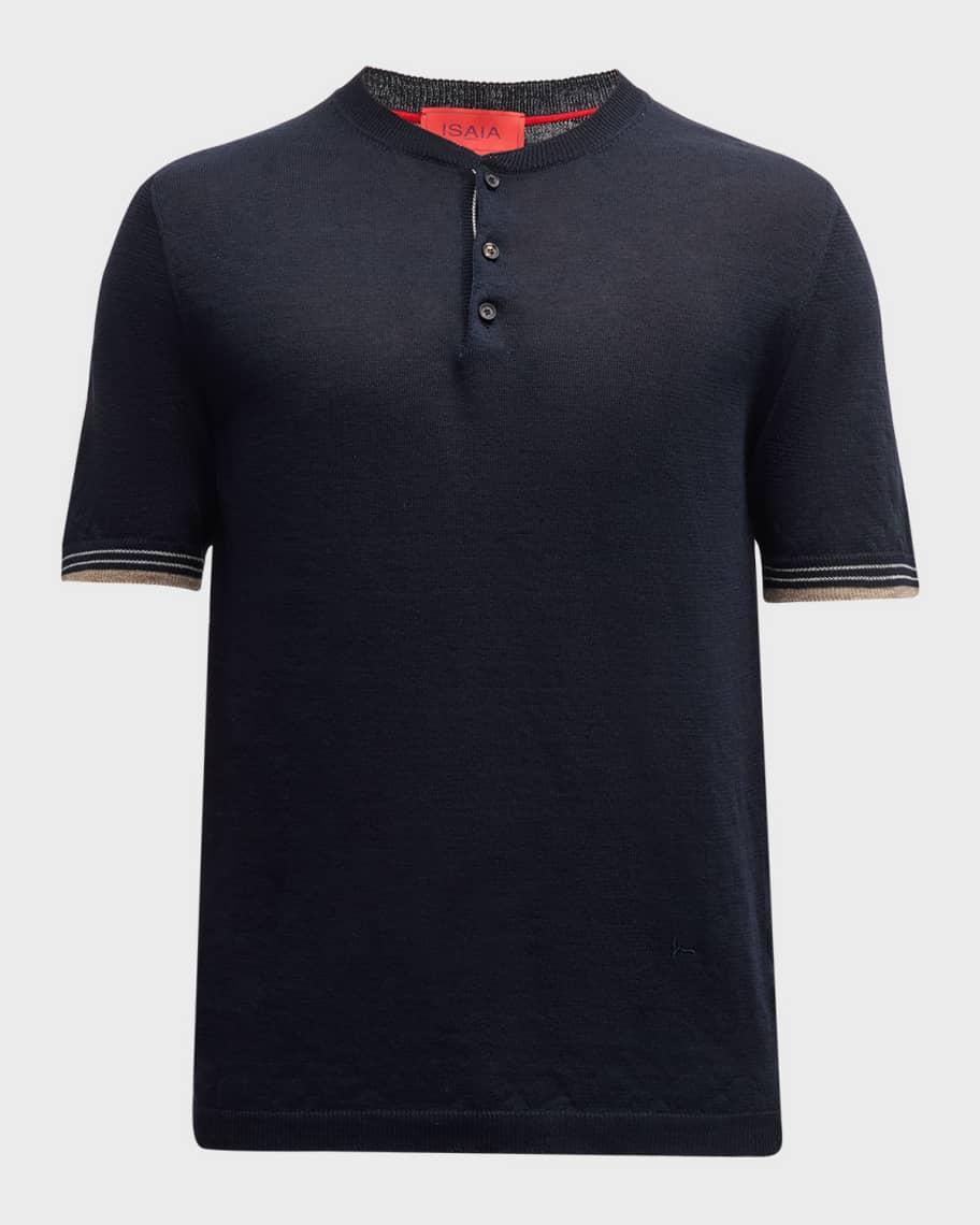 Men's Linen-Cotton Short-Sleeve Polo Sweater Product Image