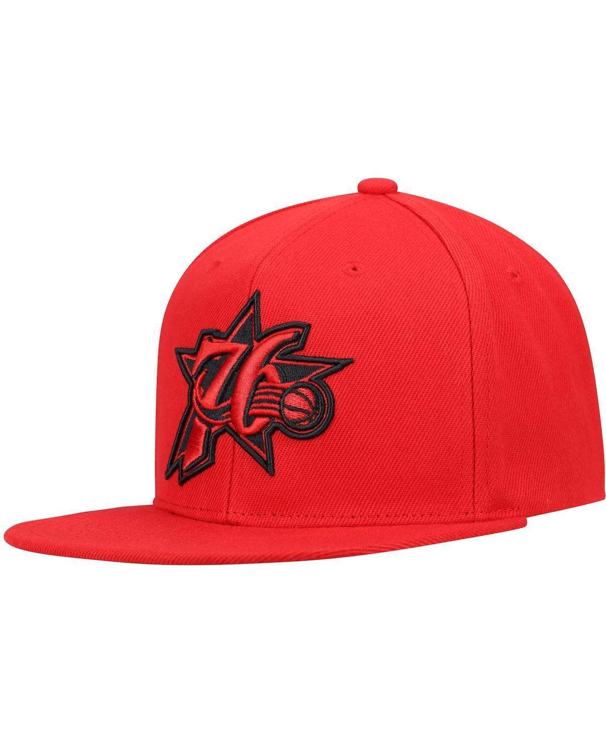 Mens Mitchell & Ness Red Philadelphia 76ers Hardwood Classics Tonal Snapback Hat Product Image