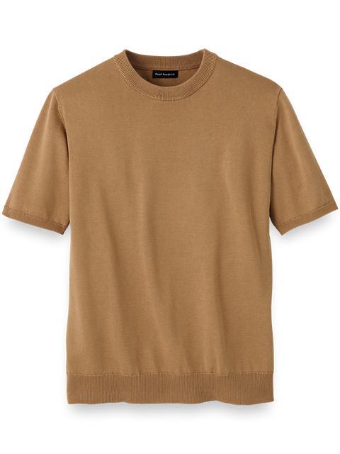 Supima Cotton Crew Neck Sweater - Light Brown Product Image