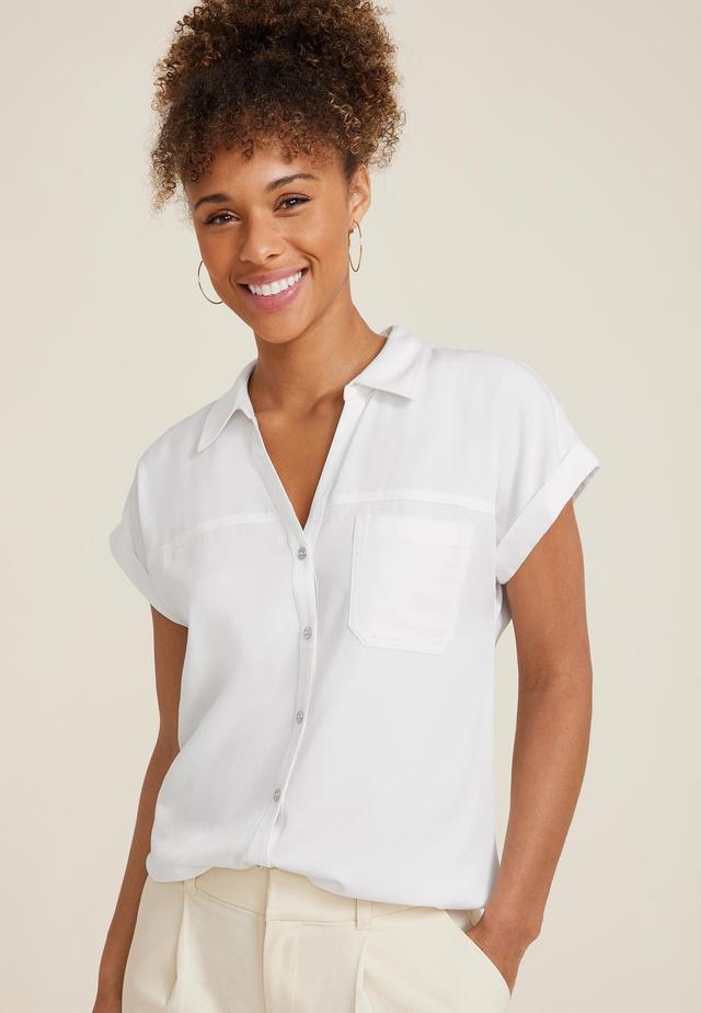 Maurices Womens Utility Dolman Button Down Shirt White Size XX Large Product Image