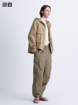 Mens Wide-Fit Parachute Cargo Pants Olive XS UNIQLO US Product Image