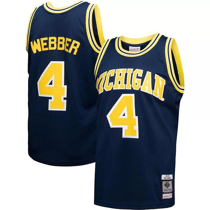 Mens Mitchell & Ness Chris Webber Michigan Wolverines Player Swingman Jersey Blue Product Image